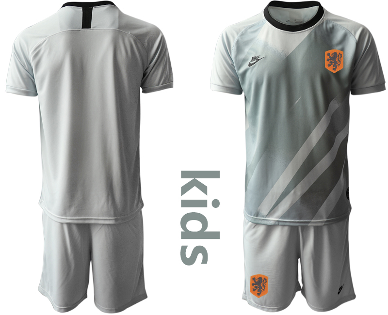 Cheap 2021 European Cup Netherlands gray goalkeeper Youth soccer jerseys